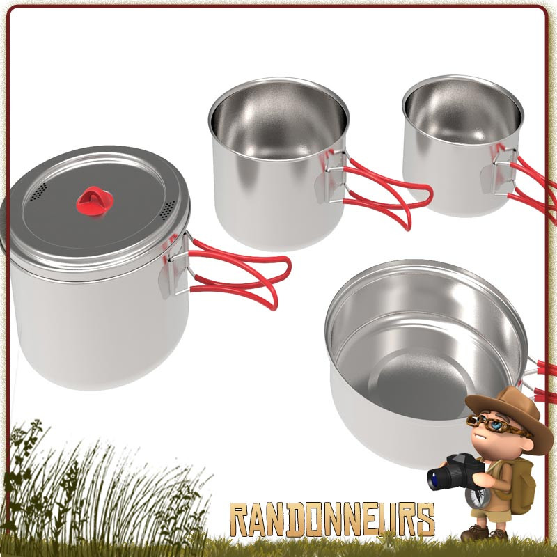 set gamelle 2 cuisine inox camping bivouac rando armee