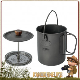 Cafetière Pot French Press 3 en 1 Origin Outdoor, presse café, pot et tasse en titane bivouac bushcraft léger