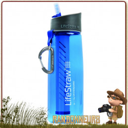 gourde filtration eau lifestraw GO 2 pour filtrer l'eau d'une rivière en randonnée légère et voyage avec charbon actif