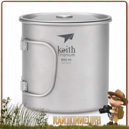 vaisselle trekking Tasse Pot Titane avec poignée 65 cl KEITH ultra leger bivouac