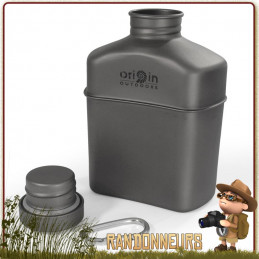 Gourde Titane 1 Litre Origin Outdoors ultra legere pour randonner avec pochette militaire bandouliere