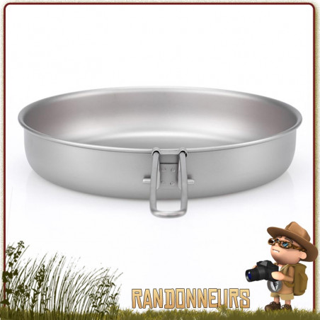 Poêle à Frire Ultralégère En Titane Pour Camping Et Randonnée - Dimensions : 200x36mm (environ 7.9x1.4 Pouces) - Poids : ~165g - Avec Ou Sans Poignée