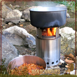 Réchaud à bois Solo Stove titan bushcraft inox double paroi très puissant grâce à son système de combustion des fumées