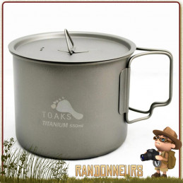 pot tasse titane de Toaks est un pot en titane ultra léger 55 cl pour la randonnée ultra light et bivouac léger
