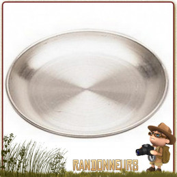 Assiette plate de camping, Diamètre env. 23 cm, Acier inox, 4 assiettes  BLACK SNAKE