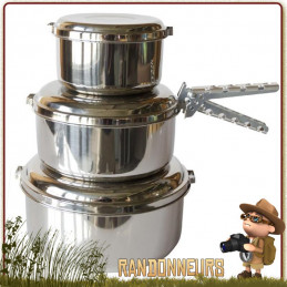 Popote bushcraft Inox ALPINE 4 Pot Set MSR robuste pour usage intensif vaisselle bivouac nature en famille