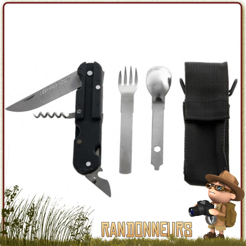 3x Couvert Camping avec Couteau Fourchette et Cuillère - Set