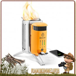 réchaud bois CampStove 2 Biolite convertir la chaleur en électricité pour recharger batterie nomade et téléphone portable