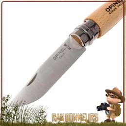 Couteau fermant Opinel Baroudeur 7 VRI manche en bois de hêtre vernis de 10 cm. Lame acier inox sandvik 12C27