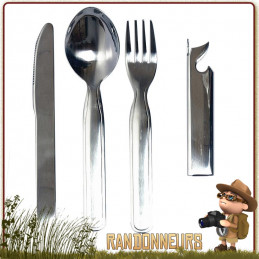 Set Couverts Inox KFS Militaire avec Ouvre Boite Highlander de camping